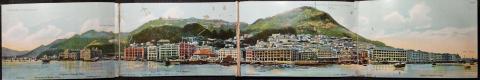 4-fold panorama postcard of Hong Kong sent to Berlin on 9 Feb 1911 
