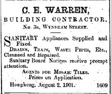 C.E. Warren Building Contractor The China Mail page 2 20th September 1901