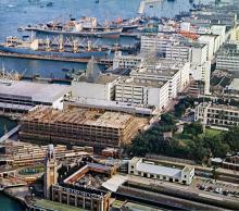 Star House constuction-Ocean Terminal car park but no cars Wharf Cos extensive warehouses