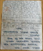 Letter to Harry ' Sid' Hale from Sgt. Walter.J.Reilly in Kiangwan POW Camp.Page 2