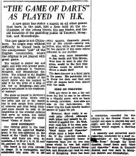 Darts as played in Hong Kong-HK Daily Press- 01 07 1939