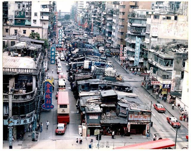 Hawker bazaar in Nam Cheong Street, Sham Shui Po (c. 1980s)