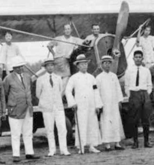 M.A. Cohen with Sun Yat Sen dedicating the aircraft they named ROSAMONDE 1923