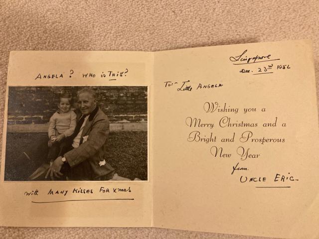 A Christmas card sent to my sister Angela from her godfather Eric Moller