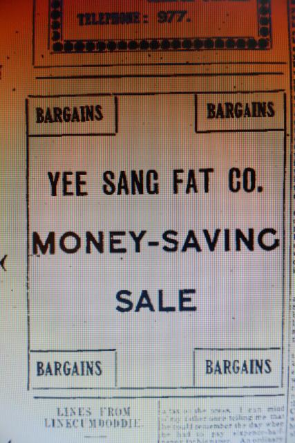 An advertisement of Yee Sang Fat published by The Hong Kong Telegraph on 10th September, 1920