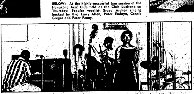 Hong Kong jazz club performing at Club Lusitano Grace Archer vocalist the china mail page 11 15th august 1959