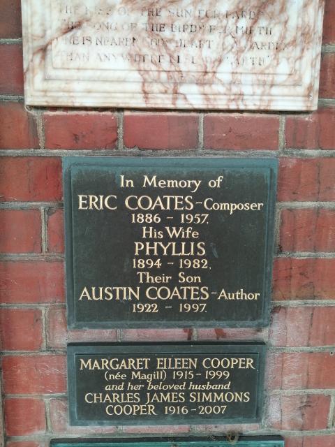 Coates family memorial plaque, Golders Green Crematorium 