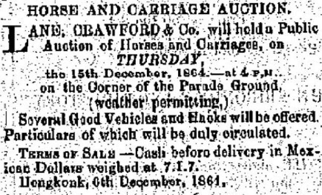 1864 Advertisement - Horse & Carriage Auction