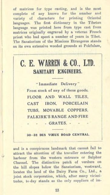 CE Warren & Co Ltd Advert 1920 (HKL Archives Booklet)