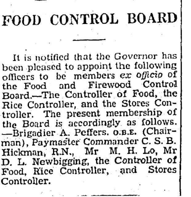 Food Control Board (September 1, 1941)
