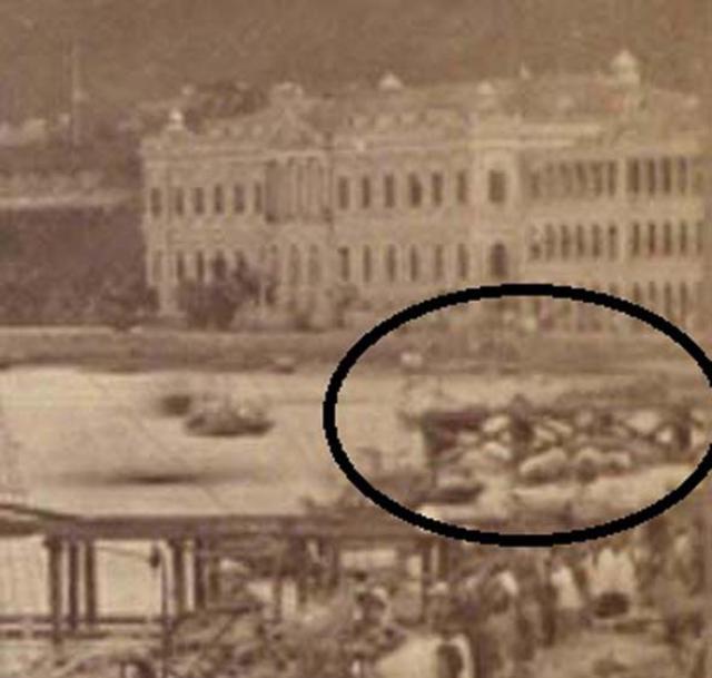 1874 Typhoon damage at Douglas Wharf