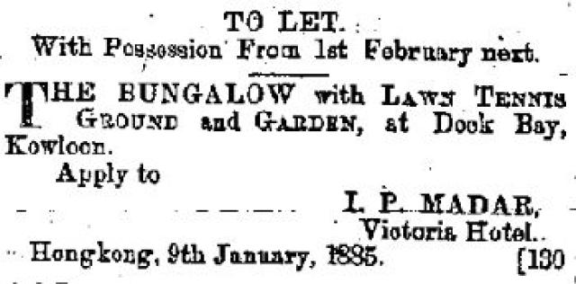 1885 "To Let" - Bungalow, Dock Bay, Kowloon