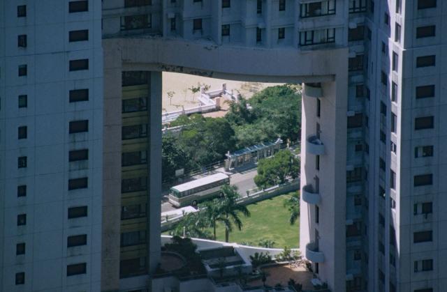 Repulse Bay apartment building aperture view through to the road 1995