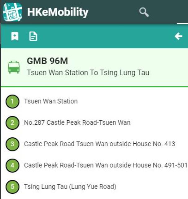 HKeMobility Green Minibus 96M route