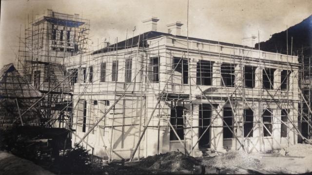 Morrison Hall under construction, Hong Kong University, Hatton Road, 