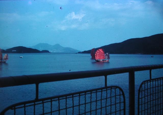 view of victoria peak between ma wan island and lantau island