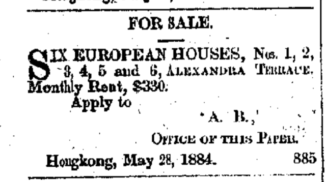 Alexandra Terrace For Sale The China Mail page 4 12th August 1884