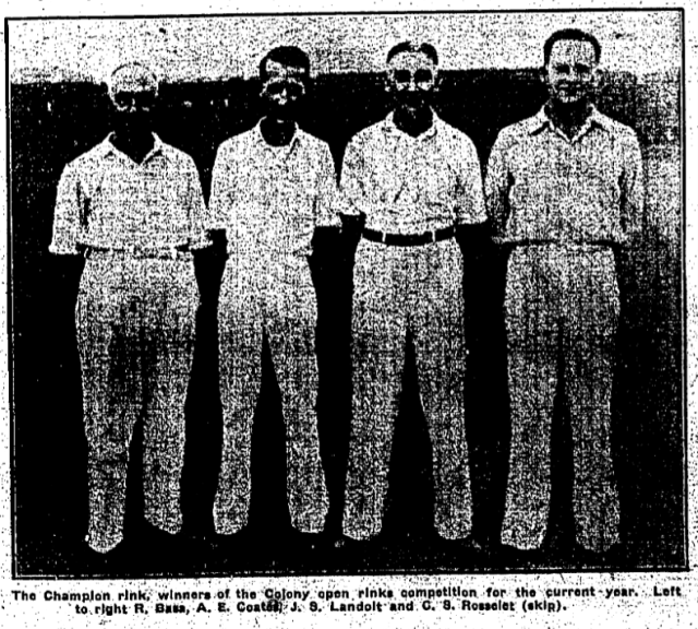 Champion Open Rink Lawn Bowls Winners 1940 Hong Kong Sunday Herald page 8 15th September 1940