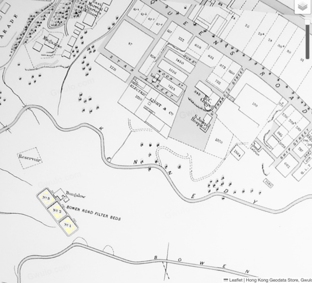 1901 map - Bowen Road Filter Beds, Bungalow and Resevoir