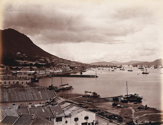 Hong Kong: docks and harbour from the cliffs