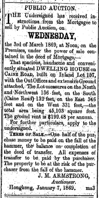 public auction dwelling house caine road il157 the china mail page 1 10th february 1869