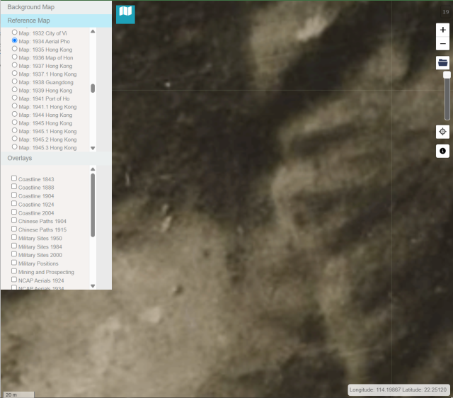 Aerial survey from 1934 of Violet Hill Valley showing no structures