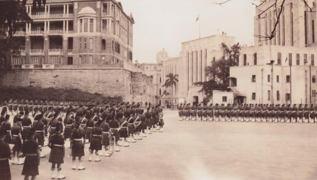 Seaforth Highlanders on Murray Parade Ground - April 1937