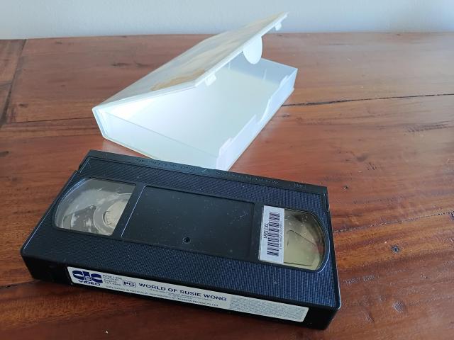 The World of Suzie Wong - top view of outdated VCR tape and open cover