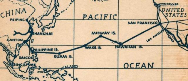 a route map of pan am's china clipper flights