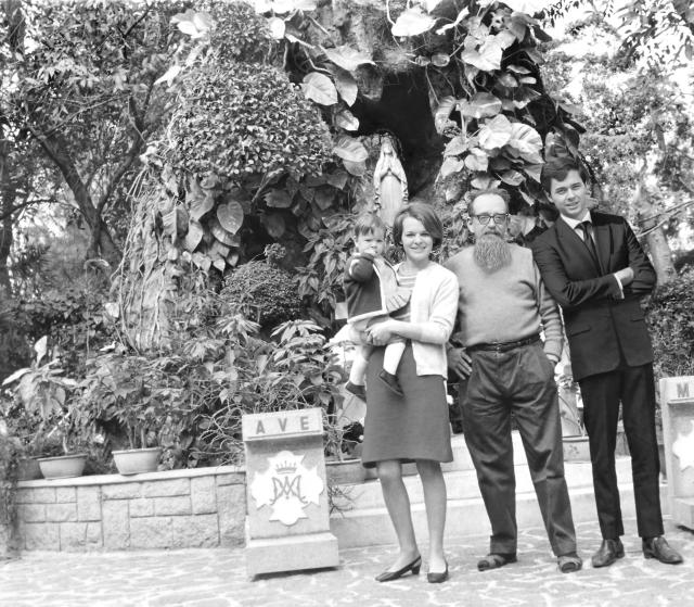 Overgrown with plants, the Mother Mary grotto at St. Joseph's Church, Fanling