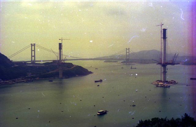 Ting Kau Bridge under construction July 1997