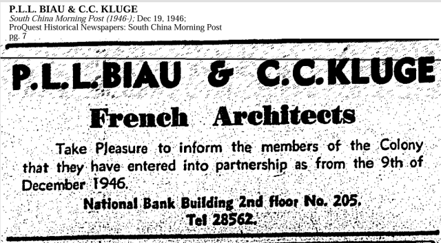 C. C. Kluge, architect advertisement, 1946