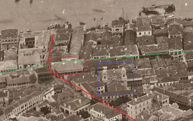 Houses on Queen's Road and Pottinger street c.1875 annotated