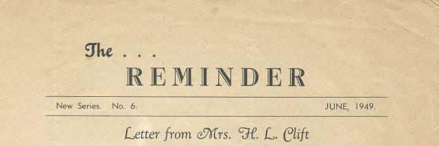 1949 'The Reminder' newsletter of the Clifts