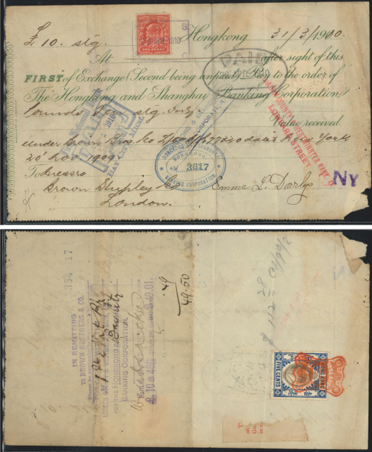 1910 (31 MAR) The Hongkong and Shanghai Banking Corporation Bank First of Exchange Draft