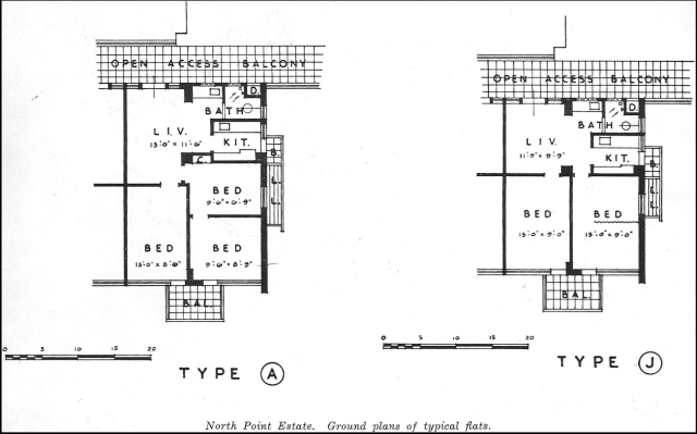 North Point Estate, ground plans of typical flats