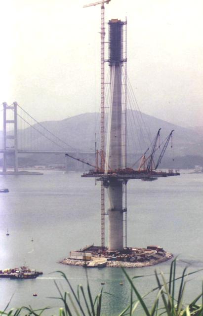 Ting Kau Bridge under construction July 1997