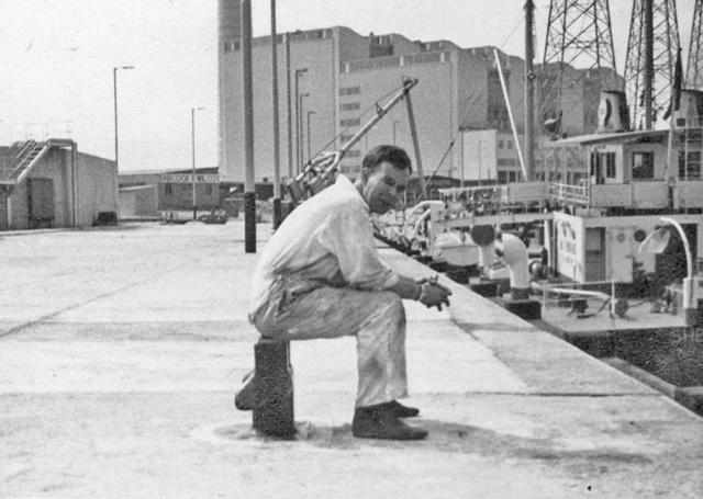 Ap Lei Chau power station: idj at rest during a lunch break between commisioning duties 1969