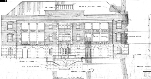 Architectural drawing of RBL 39, front elevation - Georgian Mansion