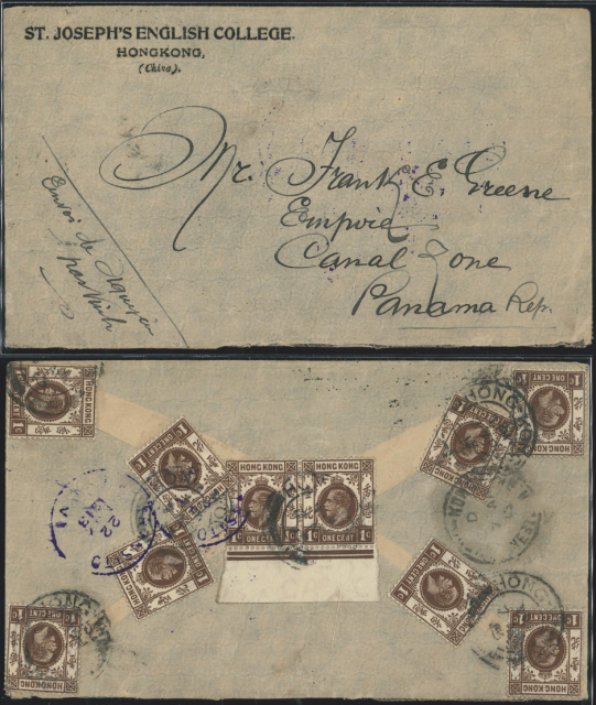 1913 (7 AP) St. Joseph’s English College Western Branch Post Office Cover - sent to Mr. Frank E. Greene, Empire, Canal Zone, Panama Republic