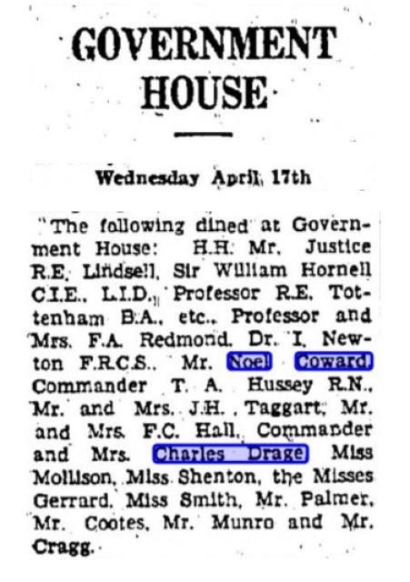 1935 - Noel Coward at Government House