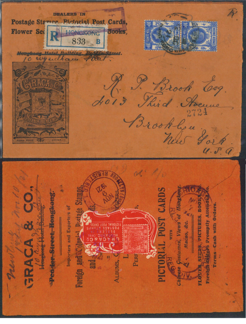 1921 (12 OC) Graca & Co. Red Registered Cover sent to R.P. Brook Esq. 4013 Third Avenue Brooklyn. New York. U.S.A.