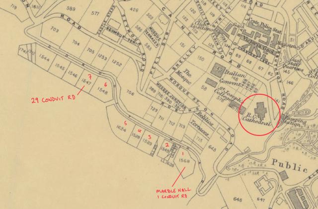 29 Conduit Road identified on 1909 street map of Victoria City, Hong Kong