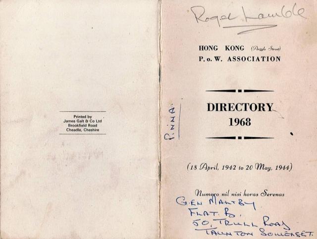 Argyle Street POW Association Directory (1968) – Front Cover