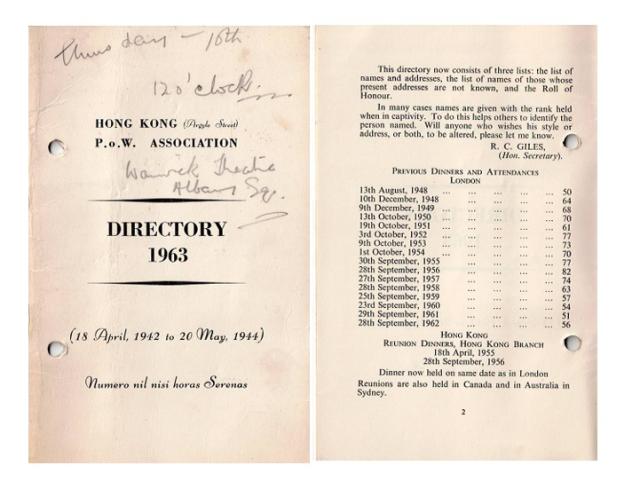 Argyle Street POW Association Directory (1963)