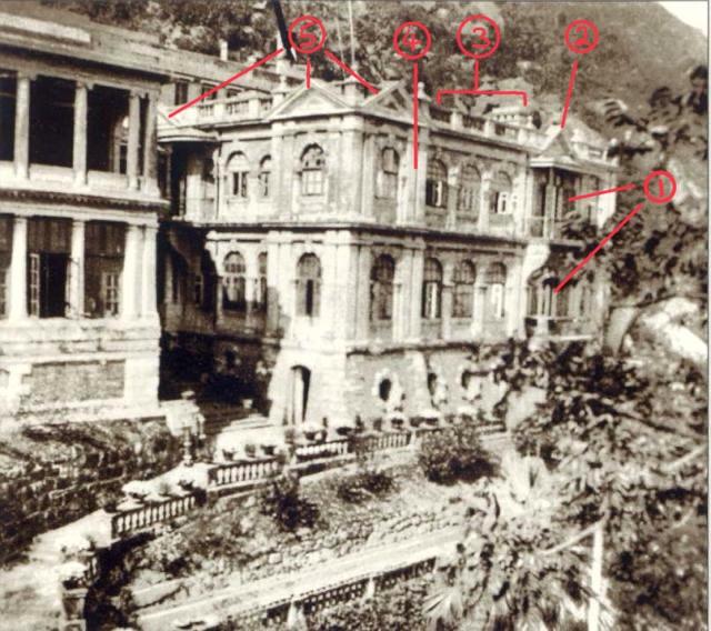 Architectural features of 29 Conduit Road used to identify it in a 1906 panorama of Hong Kong