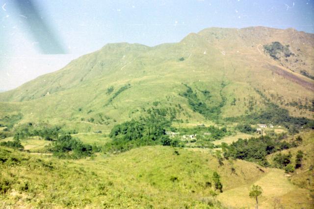 View from the air – 2 Wessex on the ground in the distance
