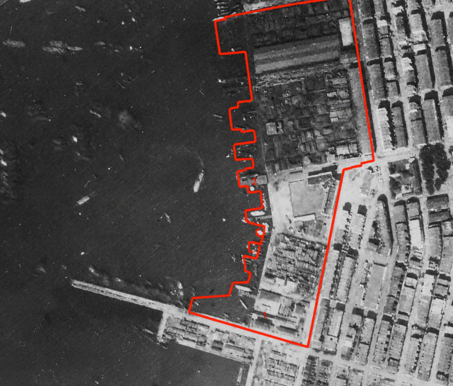 1924 Aerial Photo of Yau Ma Tei Waterfront north of the Government Launch Repair Yard