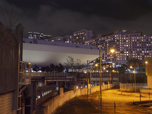 HK Colliseum, viewing from the stairs going down the water front