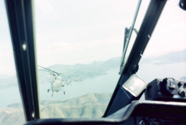 Wessex helicopters in flight